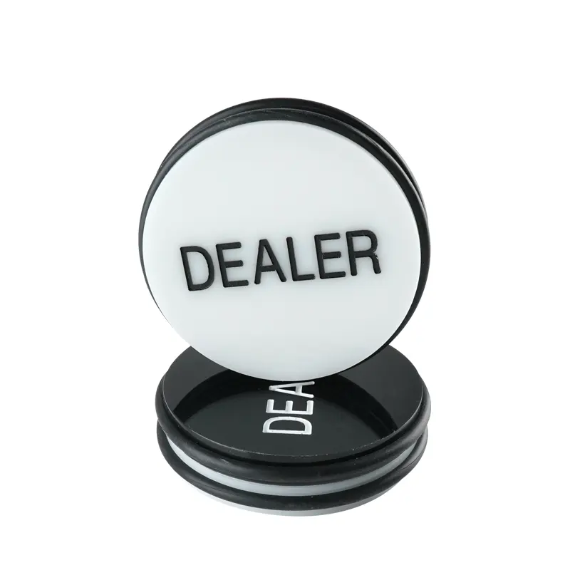YH Custom High Quality Casino Acrylic Black And White Round Texas Poker Dealer Button