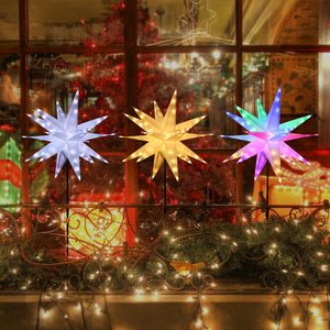 Estrella Morava LED de 23 Pulgadas, Estrella de Papel 3D de 18 Puntas, Colgante, Impermeable, para Decoración Navideña del Hogar, Fiestas, Porche, Jardín - Product Image 4