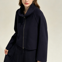 Veste en cachemire à double boutonnage simple et polyvalente pour femme Tyan, style streetwear personnalisé, poches, manteau court décontracté en laine pour l'automne