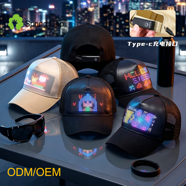LED TPU Baseball Cap with App Bluetooth-Creative Black Design for Christmas & Father's Day Party Decorations
