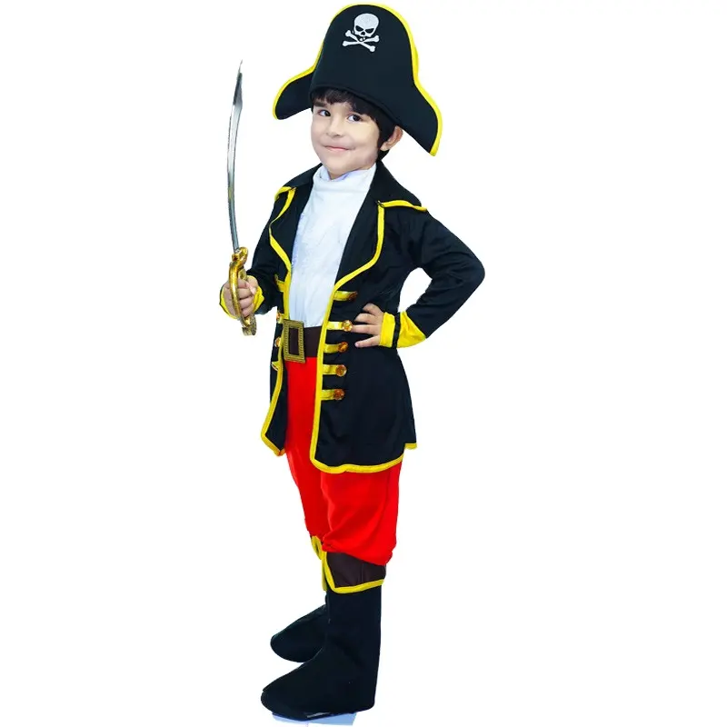 Kids cool Buccaneer Outfit Halloween Party Cosplay Cutthroat Pirate Costume for Children