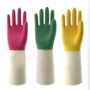 31cm 80g Gants de ménage en caoutchouc Durable bicolore Imperméable épaissi Latex écologique moyen réutilisable pour le jardinage - Product Image 1