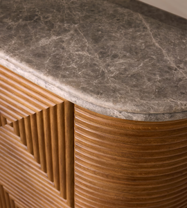 Credenza per Sala da Pranzo Realizzata con Cura in Marmo e Legno di Quercia Mobile Contenitore Buffet - Product Image 3
