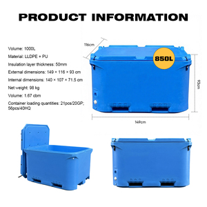 Contenitore Isolato per Lavorazione Prodotti Ittici, Capacità Ultra Grande 1000L, Scatola Isolata per Pesce in Rotomolded per Catena del Freddo, Personalizzazione OEM&ODM - Product Image 2