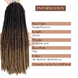 Extensiones de Cabello de Ganchillo Pre-Enlazadas de 18 Pulgadas, Suaves, Estilo Rastas Falsas Gypsy, de Fibra Premium Resistente al Calor, Lisas - Product Image 2