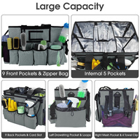 Grand sac de rangement à roulettes pour produits de nettoyage, chariot de nettoyage portable avec doublure en aluminium imperméable, organisateur de produits de nettoyage