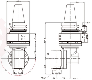 Tête d'angle de fraisage à 90 degrés BT30/BT40/BT50 ER16/ER20/ER25/ER32 en acier pour centre d'usinage - Product Image 4