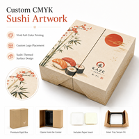 Boîte à sushi rigide certifiée sécurité alimentaire, gaufrage, biodégradable, écologique, emballage cadeau personnalisé pour la livraison alimentaire en UE