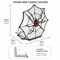 Carré Gothique Décor À La Maison Cob Web Saut Araignée Photophore Titulaire Vitrail Suncatcher pour Halloween Fenêtre Toiles D'araignée Décoratif