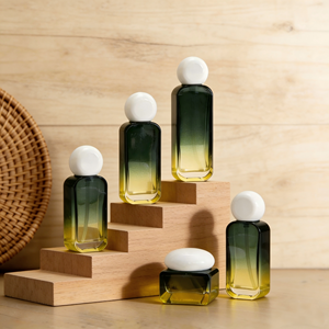 Skin Care Bottles <strong>Luxury</strong> Glass Bottle 30ml 50ml 100ml 120ml 30g 50g Square Shape White Dome Cap Skincare Lotion <strong>Container</strong> - Product Image 2