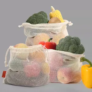 Özel tasarım örgü alışveriş çantası organik pamuk sebze meyve ambalaj büyük kapasiteli kılıfı Net Tote alışveriş çantası