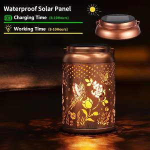 Lâmpada solar para uso ao ar livre, lâmpada de metal à prova d'água para suspensão de borboletas, luminária decorativa para jardim - Product Image 2