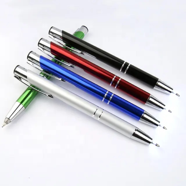 Aluminum Pen Promotional Aluminum Barrel Logo Custom Led Tip Light Pen
