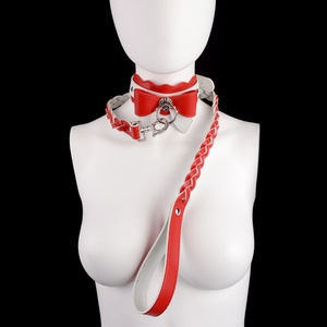 FUNSM Bow-Shape <b>BDSM</b> Bondage Erotic <b>Collar</b> With Leash Leather <b>BDSM</b> <b>Collar</b> Body-Safe Bondage Gear Accessories Couple Slave Game - Product Image 4