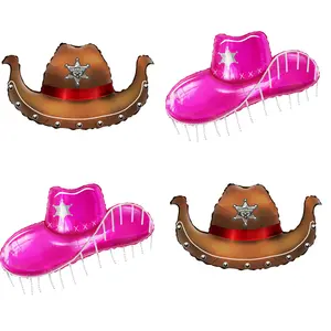 CYmylar western cowboy fête décoration ballon globos chapeau de cowboy ballons cowgirl chapeau bottes ballons globos