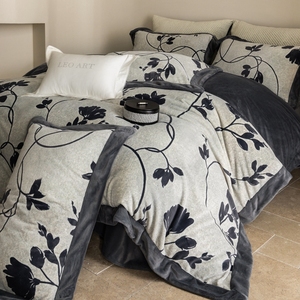 Set di Biancheria da <span class=keywords><strong>Letto</strong></span> Invernale in Velluto di Latte a Doppia Faccia, 4 o 3 Pezzi, Personalizzabile, in Pile Corallo Ispessito con Design Stampato - Product Image 1