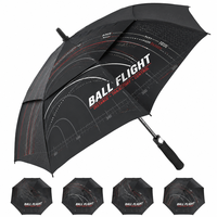 Parapluie de golf à double couche coupe-vent avec impression de trajectoire de balle de golf, grand parasol personnalisé avec motif graphique Sport Tech pour événement de golf ou cadeau
