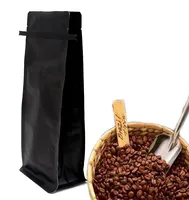 500g 1kg क्राफ्ट पेपर पैकेजिंग बैग ओर कली कॉफी पाउच के साथ अनुकूलित लोगो फ्लैट नीचे कॉफी बैग टिन टाई