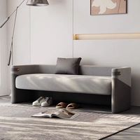 Tabouret de chaussure à langer d'entrée minimaliste moderne Tissu de coton et de lin Queue de lit Long banc