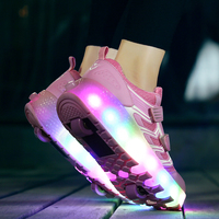 Baskets décontractées à chargement USB pour enfants garçons et filles, avec roues lumineuses LED clignotantes, chaussures à roulettes pour enfants
