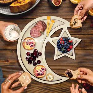 Plateau de service en bois avec incrustation de nacre bohème pour le Ramadan Eid Mubarak |   Plateau de luxe fait main pour les dattes, les boissons, les fruits secs - Product Image 6