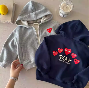 Felpa <span class=keywords><strong>con</strong></span> Cappuccio in Cotone Stile Coreano per Bambini, Cardigan <span class=keywords><strong>con</strong></span> <span class=keywords><strong>Zip</strong></span> per Ragazzi e Ragazze, Top Tie-Dye a Forma di Cuore - Product Image 5