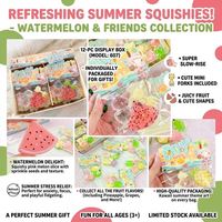 Jouets Squishy en Plastique TPR Super Doux en Forme de Fruit (Pastèque, Fraise) – 12 Pièces/Boîte Couleur – Anti-Stress Extensible – 14 Ans et Plus – 2026