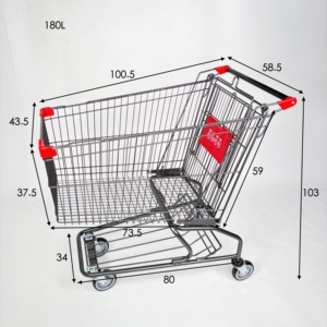 Carrito de Compras Doble <span class=keywords><strong>Plegable</strong></span> de Acero al Carbono, Carrito de Supermercado con Estructura Fija y Malla Metálica - Product Image 5