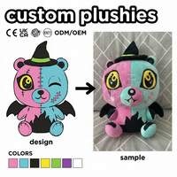 Peluches personnalisées, faible MOQ, personnage anime réduit à l'échelle, à capuche et aux grands yeux, marchandise de convention, jouet en peluche personnalisé OEM