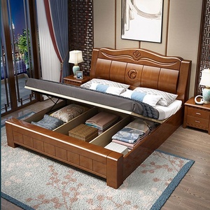 Stile cinese 2021 casa set moderno king size in legno massello telaio camera da letto a buon mercato mobili in legno letto matrimoniale con stoccaggio - Product Image 4