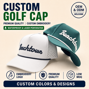 Innovative Headwear 5 Panel Golf Cap Custom Embroidery Logo Low MOQ OEM Laser Perforated Quick Dry <b>Waterproof</b> Performance Supply - Product Image 1