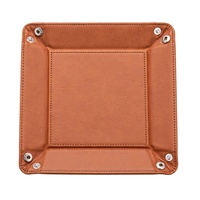 Petit MOQ, logo gravé au laser personnalisé, plateau de rangement en cuir de luxe pliable avec fermeture à pression pour cadeaux