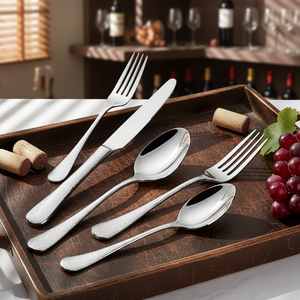 Ensemble de couverts en acier inoxydable poli miroir argenté, 5 pièces (fourchettes, cuillères, couteaux) – Talheres Para Restaurante - Product Image 3