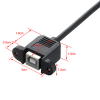 Cable de Extensión para Impresora Bochara de 30 cm, Micro USB 2.0 Macho a Tipo B Hembra, con Orificio para Montaje en Panel