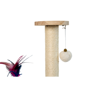 Griffoir pour chat en bois massif de style moderne, écologique et durable, avec plateau tournant et cadre d'escalade en sisal, jouet pour chat - Product Image 3