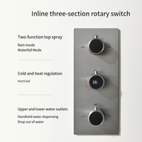Ensemble de douche thermostatique encastré moderne et simple en chrome avec affichage numérique, pommeau de douche cascade en laiton, finition brossée pour appartement