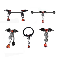 14G chauve-souris Halloween spirale industrielle haltère de qualité supérieure longue oreille goujon mamelon anneau hélice piercing pour femmes hommes
