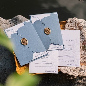 Invitation de <span class=keywords><strong>mariage</strong></span> vintage française personnalisée avec design en relief et autocollant de sceau de cire - Product Image 5