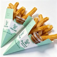 Boîte à churros en papier avec logo personnalisé et porte-sauce, emballage alimentaire en papier pour churros, gobelet à snack pour boulangerie, nourriture de rue