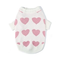 Automne hiver mode pull pour animaux de compagnie Style princesse vêtements chauds pour chiens avec motif coeur rose en Polyester pour la saison du printemps