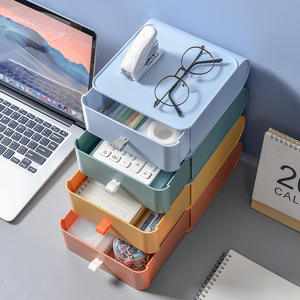 กล่องเก็บของบนโต๊ะทำงานแบบทันสมัย รูปทรงสี่เหลี่ยม สีพื้น มีฝาปิด สำหรับจัดระเบียบสำนักงาน แบบตั้งโต๊ะ รุ่น 0202 ผลิตที่ไถโจว - Product Image 4