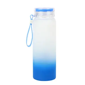 Hot Sale DIY 500 ml Sublimation Blank Frosted Gradient Color Drink ware Matte Glass Water Bottle For Heat Press Printing
