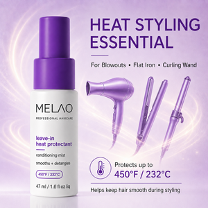 MELAO Brume protectrice thermique sans rinçage 47ml Sans silicone Pour séchage à l'air chaud, lisseur et fer à boucler Protection jusqu'à 450°F - Product Image 4
