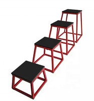 Boîte de saut pliométrique en fonte de qualité supérieure pour fitness, niveau 4, ensembles d'entraînement progressifs rouge/noir pour le renforcement musculaire