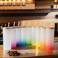 18/25oz Gelas Tumbler Kaca Borosilikat Berlapis Embun Botol Air Sublimasi Tutup Bambu Tiup Manual Aman untuk Mesin Cuci Piring dan Microwave XILIN