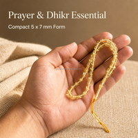 Perles de Tasbih en résine transparente de haute qualité, aspect ambre doré, 5x7mm, 33+2 perles, Misbaha musulmane, Subha, personnalisées, directement de l'usine