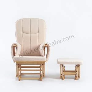 Comfortable Livingroom Relaxing Wooden Rocking Chair Nursing Glider Maternity Rocking Chair With Glide Lock And Footstool