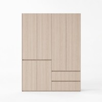Sistem Lemari Pakaian Kayu Mewah Terbuka Custom Walk-in, Lemari Pakaian Dinding Kayu Oak Modern untuk Pakaian Kamar Tidur dengan Laci