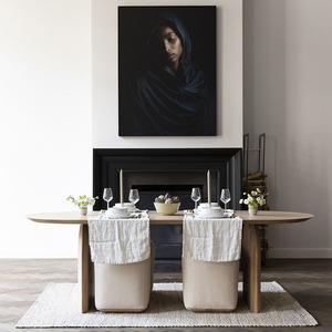 Set da <span class=keywords><strong>Ristorante</strong></span> Minimalista in Legno Massello con Tavolo Ovale e 4 Sedie, Ottimo per Sala da Pranzo e Arredamento <span class=keywords><strong>Ristorante</strong></span> - Product Image 6