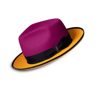 Purple Wool Fedora <b>Hat</b> With Black <b>Band</b> And Orange Trim 56-58CM Unisex Adult Fashion Casual Style - Product Image 3